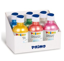 Tempera brillante perlata - 300ml - colori perlati assortiti - Primo - box 6 colori