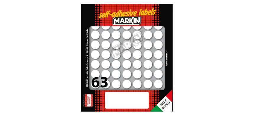 Etichette adesive tonde - in carta - permanenti - diametro 14 mm - 63 et/fg - 10 fogli - bianco - Markin
