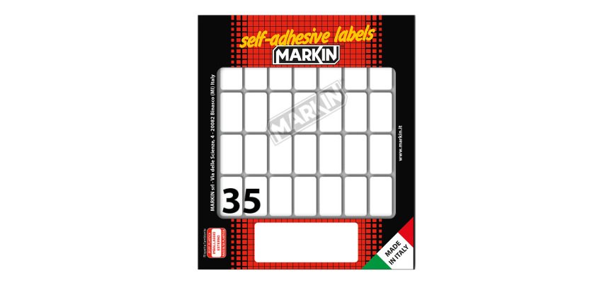 Etichette adesive - in carta - permanenti - 27 x 15 mm - 35 et/fg - 10 fogli - bianco - Markin
