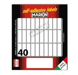 Etichette adesive - in carta - permanenti - 34 x 10 mm - 40 et/fg - 10 fogli - bianco - Markin