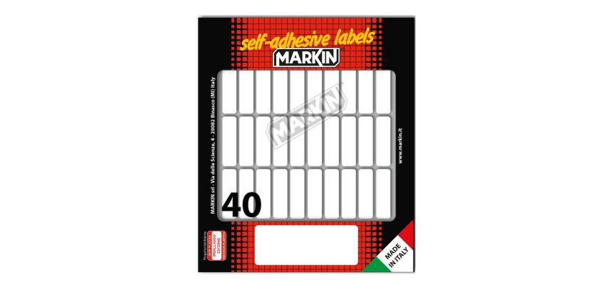 Etichette adesive - in carta - permanenti - 34 x 10 mm - 40 et/fg - 10 fogli - bianco - Markin