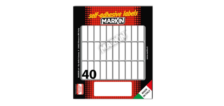 Etichette adesive - in carta - permanenti - 34 x 10 mm - 40 et/fg - 10 fogli - bianco - Markin