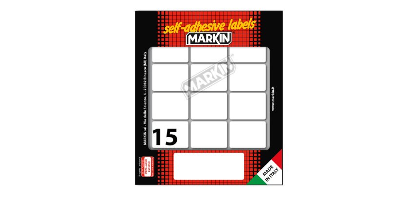 Etichette adesive - in carta - permanenti - 37 x 27 mm - 15 et/fg - 10 fogli - bianco - Markin