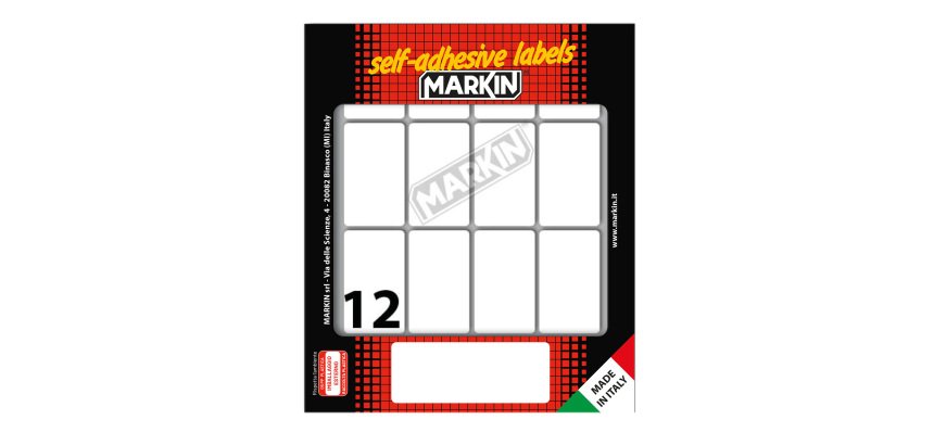Etichette adesive - in carta - permanenti - 46 x 27 mm - 12 et/fg - 10 fogli - bianco - Markin