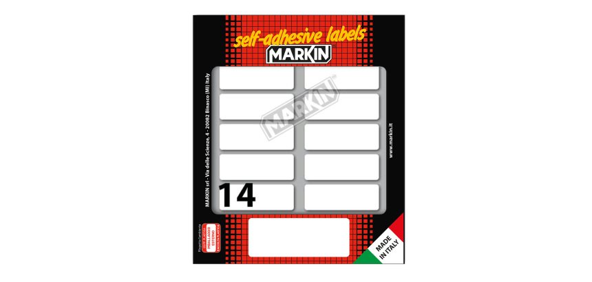 Etichette adesive - in carta - permanenti - 52 x 18 mm - 14 et/fg - 10 fogli - bianco - Markin