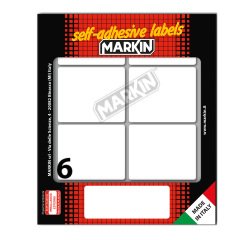 Etichette adesive - in carta - permanenti - 56 x 46 mm - 6 et/fg - 10 fogli - bianco - Markin