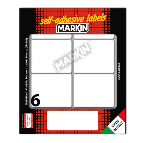 Etichette adesive - in carta - permanenti - 56 x 46 mm - 6 et/fg - 10 fogli - bianco - Markin