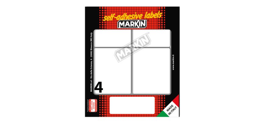 Etichette adesive - in carta - permanenti - 70 x 56 mm - 4 et/fg - 10 fogli - bianco - Markin