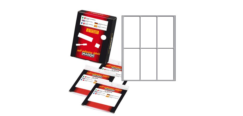 Etichette adesive - in carta - permanenti - 73 x 37 mm - 6 et/fg - 10 fogli - bianco - Markin