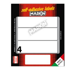 Etichette adesive - in carta - permanenti - 110 x 34 mm - 4 et/fg - 10 fogli - bianco - Markin