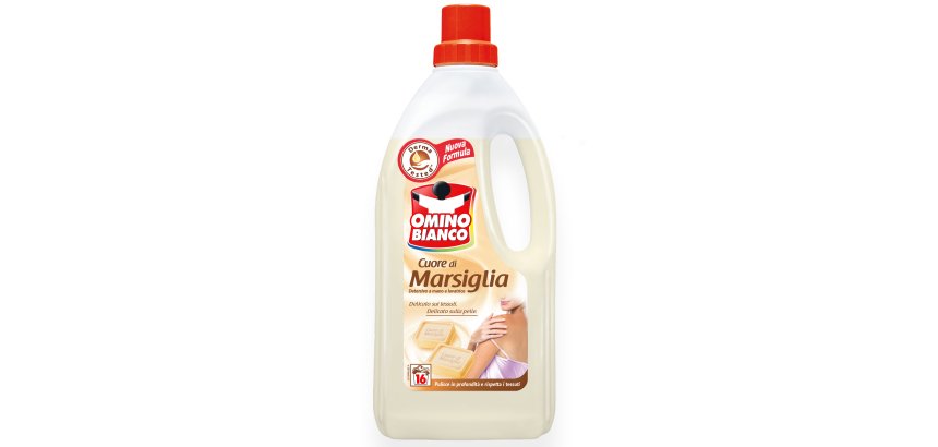 Detersivo liquido Cuore di Marsiglia - a mano e in lavatrice - 1 L - Omino Bianco