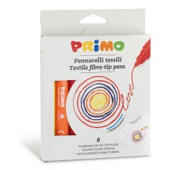 Pennarelli per tessuto - colori assortiti - Primo - astuccio 8 pezzi