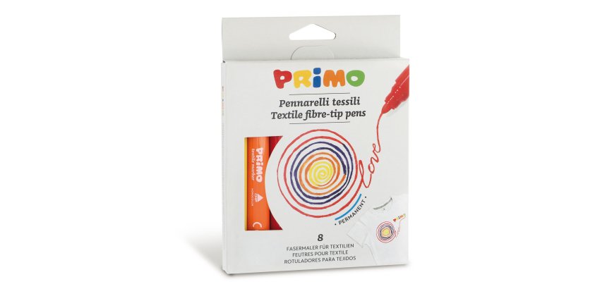 Pennarelli per tessuto - colori assortiti - Primo - astuccio 8 pezzi