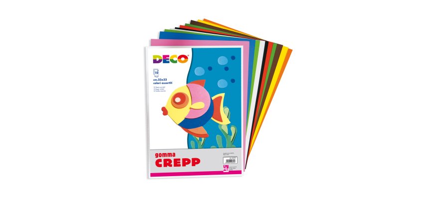 Gomma Crepp - 20 x 30 cm - colori assortiti - Deco - conf. 10 fogli