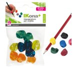 Impugnatura per matite - gomma - colori assortiti - IKona+ - conf. 10 pezzi