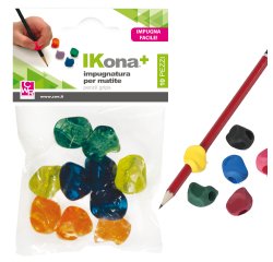 Impugnatura per matite - gomma - colori assortiti - IKona+ - conf. 10 pezzi