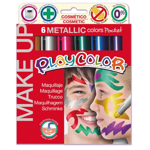 Tempera solida Make Up - cosmetica - Playcolor - astuccio 6 colori metallic