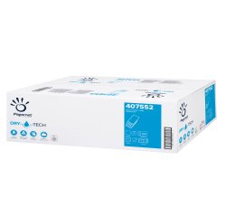 Asciugamani piegati a W Dry Tech - 2 veli - 18 gr - goffratura a onda - 20,3 x 32 cm - bianco - Papernet - conf. 100 pezzi