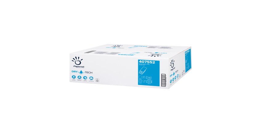 Asciugamani piegati a W Dry Tech - 2 veli - 18 gr - goffratura a onda - 20,3 x 32 cm - bianco - Papernet - conf. 100 pezzi
