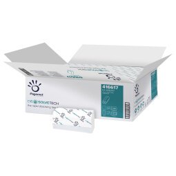 Asciugamani piegati a Z Dissolve Tech - 2 veli - 20 gr - goffratura a onda - 20,3 x 24 cm - bianco - Papernet - conf. 200 pezzi