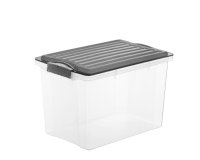 Contenitore Compact - 27x18,5x15 cm - A5 - 4,5 L - PPL - coperchio nero - trasparente - Rotho