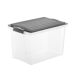 Contenitore Compact - 27x18,5x15 cm - A5 - 4,5 L - PPL - coperchio nero - trasparente - Rotho