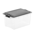 Contenitore Compact - 39,5x27,5x18 cm - A4 - 13 L - PPL - coperchio nero - trasparente - Rotho