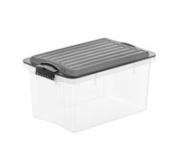 Contenitore Compact - 39,5x27,5x18 cm - A4 - 13 L - PPL - coperchio nero - trasparente - Rotho