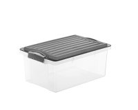Contenitore Compact - 39,5x27,5x27 cm - A4 - 19 L - PPL - coperchio nero - trasparente - Rotho