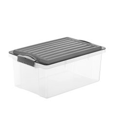 Contenitore Compact - 39,5x27,5x27 cm - A4 - 19 L - PPL - coperchio nero - trasparente - Rotho