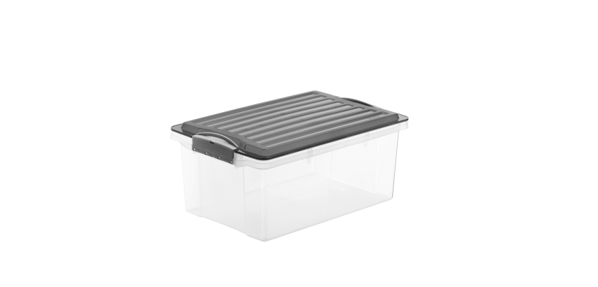 Contenitore Compact - 39,5x27,5x27 cm - A4 - 19 L - PPL - coperchio nero - trasparente - Rotho
