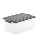 Contenitore Compact - 39,5x27,5x27 cm - A4 - 19 L - PPL - coperchio nero - trasparente - Rotho