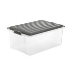 Contenitore Compact - 57x40x25 cm - A3 - 38 L - PPL - coperchio nero - trasparente - Rotho