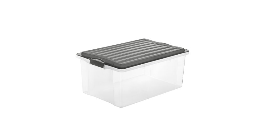 Contenitore Compact - 57x40x25 cm - A3 - 38 L - PPL - coperchio nero - trasparente - Rotho