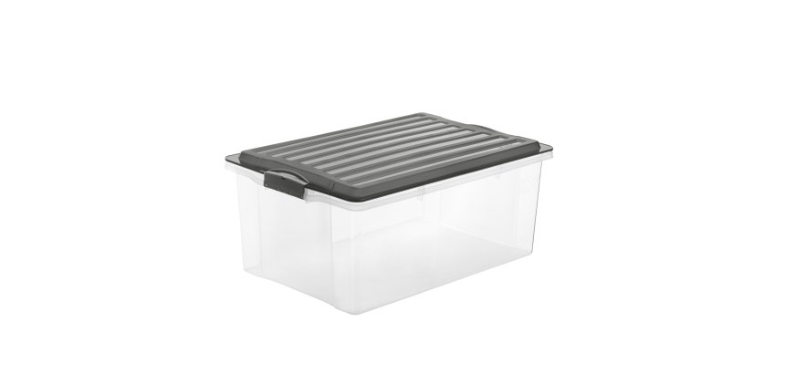 Contenitore Compact - 57x40x25 cm - A3 - 38 L - PPL - coperchio nero - trasparente - Rotho