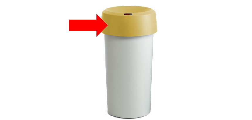Coperchio per contenitore Modo Round - con fermasacco - 38x15 cm - anello giallo - Rotho