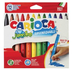 Pennarelli Jumbo - punta 6,0mm - colori assortiti - lavabili - Carioca - astuccio 12 pezzi