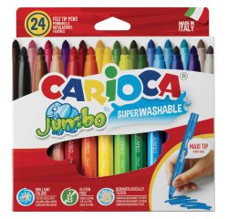 Pennarelli Jumbo - punta 6,0mm - colori assortiti - lavabili - Carioca - scatola 24 pezzi