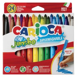 Pennarelli Jumbo - punta 6,0mm - colori assortiti - lavabili - Carioca - scatola 24 pezzi