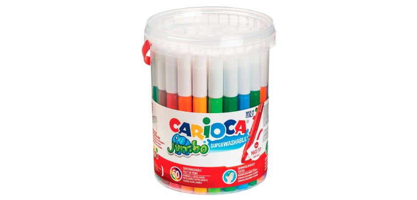 Pennarelli Jumbo - punta 6,0mm - colori assortiti - lavabili - Carioca - barattolo 50 pezzi