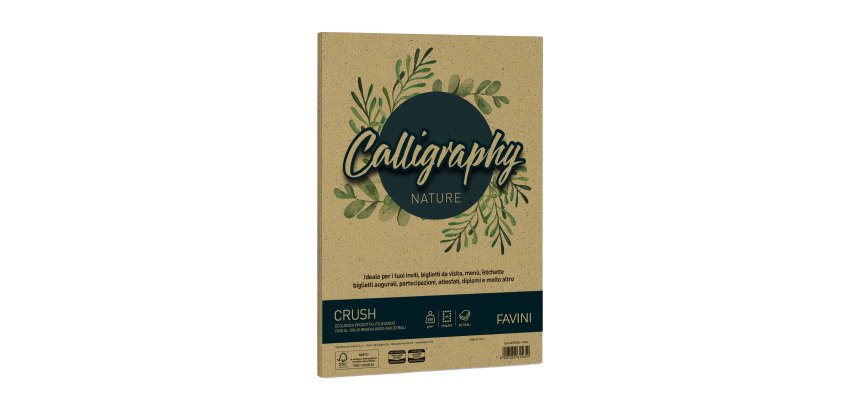 Carta Calligraphy Nature Crush - A4 - 250 gr - verde oliva - Favini - conf. 50 fogli