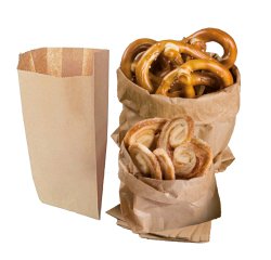 Sacchetti - carta kraft - 10x18 cm - soffietti laterali 3 cm - 45 gr - avana - Rex Sadoch - conf. 100 pezzi