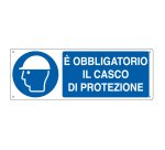 Cartello segnalatore - 35x12,5 cm - E' OBBLIGATORIO IL CASCO DI PROTEZIONE - alluminio - Cartelli Segnalatori