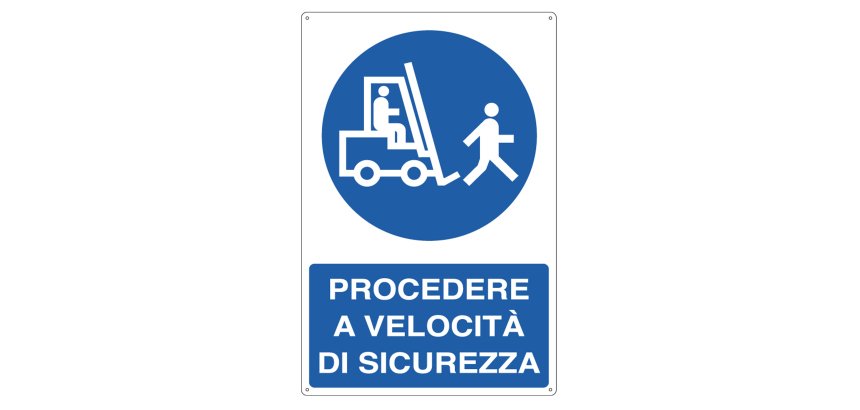 Cartello segnalatore - 50x70 cm - PROCEDERE A VELOCITA' DI SICUREZZA - alluminio - Cartelli Segnalatori