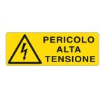 Cartello segnalatore - 35x12,5 cm - PERICOLO ALTA TENSIONE - alluminio - Cartelli Segnalatori