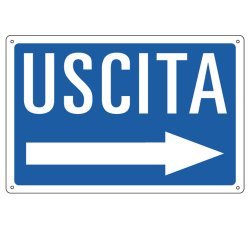 Cartello segnalatore - 30x20 cm - USCITA --> - alluminio - Cartelli Segnalatori