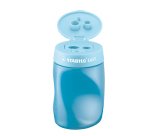 Temperamatite Easy con contenitore  - 3 fori - ergonomico - blu - per mancini - Stabilo