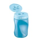 Temperamatite Easy con contenitore  - 3 fori - ergonomico - blu - per mancini - Stabilo