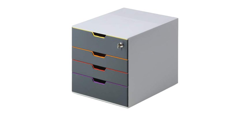 Cassettiera Varicolor Safe - 28 x 29,2 x 35,6 cm - 4 cassetti - Durable