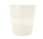 Cestino gettacarte WOW - altezza 32,4 cm - diametro 29 cm - 15 L - bianco metallizzato - Leitz